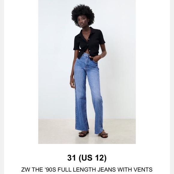Zara THE ‘90S FULL LENGTH JEANS WITH VENTS size 31 US 12 medium blue wash - Picture 1 of 1